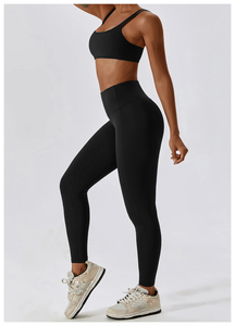 Conjunto Deportivo para Mujer, Sujetador Deportivo con Tirantes Cruzados Blancos, Leggings de Cintura Alta, Transpirable, Sin Costuras, Ropa Deportiva para Yoga - Product Image 4