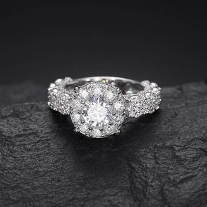 Romantic Moissanite Engagement <b>Ring</b> Round Brilliant Cut Pave Setting 925 Silver Women's <b>Crown</b> Style women 925 silver - Product Image 2