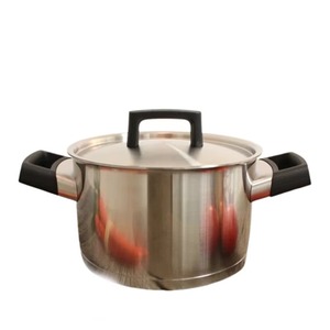 Casserole ronde en acier inoxydable avec couvercle en verre, design minimaliste durable, compatible avec toutes les plaques de cuisson, passe au lave-vaisselle - Product Image 3