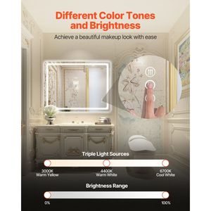 Specchio LED da Bagno 36x48 Pollici Antiappannamento con Luci di Memoria, Retroilluminazione e Design a Gradini, Specchio LED da Bagno 48 Pollici - Product Image 2