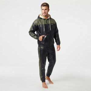 <b>Men</b> Lightweight Nylon <b>Track</b> Suit Full Zip Mock Neck Windbreaker <b>Jacket</b> Jogger Pants Sportswear Clothing - Product Image 2