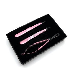 Pinzas para Cejas con Punta Inclinada en Negro y Rosa OEM con Tijeras de Resorte |   Pinza de Precisión para Cejas de Acero Inoxidable - Product Image 5