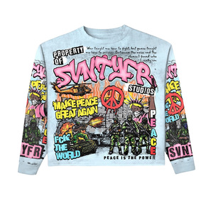 Camiseta de Manga Larga para Hombre, Estilo Urbano, Estampada, Cuello Redondo, Corte Regular, 100% Algodón Jersey - Product Image 1
