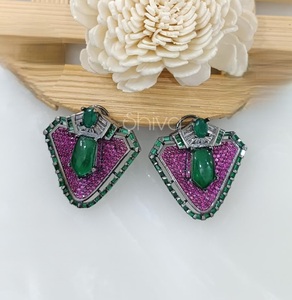 Pendientes de Botón de Lujo en Latón Plateado con Circonita de Primera Calidad para Mujeres y Niñas, Ideales para Bodas y Fiestas, a la Moda - Product Image 2