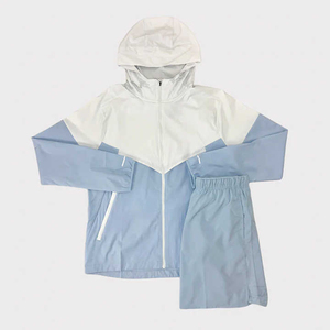 Full Sleeve Hooded Zipper Windbreaker Short Set Two Piece Breathable Premium Men <b>Women</b> Unisex Windbreaker Tracksuits - Product Image 3