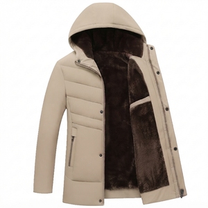 Veste d'hiver longue et épaisse pour homme, durable, avec broderie, fermeture éclair intégrale et plusieurs poches fonctionnelles - Product Image 1