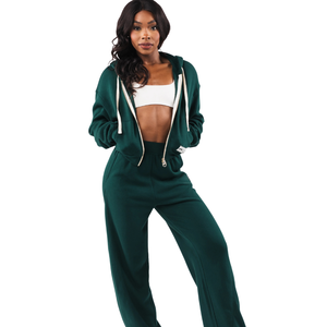 Chaqueta Corta de Forro Polar con Cremallera para Mujer, Color Verde Hoja, Manga Larga, Estilo Casual, para Estar en Casa o Salir a la Calle - Product Image 3