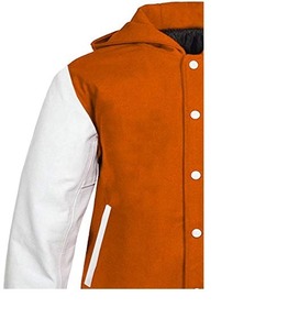 Veste universitaire à capuche personnalisée, corps en laine, manches en cuir PU, veste Letterman, OEM, marque privée, streetwear universitaire - Product Image 5