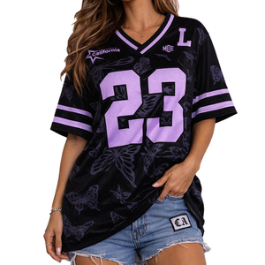 Camiseta Deportiva Oversize de Malla con Estampado de Mariposas, Cuello en V, Estilo Urbano, para Fútbol Americano, Ropa Deportiva de Equipo, Proveedor OEM a Granel, EE. UU. - Product Image 6