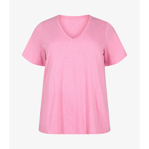 Camiseta al por mayor personalizada para mujer, talla grande, cuello en V, modal, 100% algodón, informal, holgada, suministro OEM ODM - Product Image 1