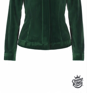 Blazer en velours côtelé vert, col rabattu, fermeture boutonnée, manches longues, veste pour femme - Product Image 5