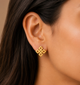 Pendientes de Plata de Ley 925 con Baño de Oro de 18K, Diseño de Nudo Celta Infinito, Minimalistas, Unisex, para Uso Diario - Product Image 2