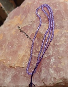 Collar de cuentas de circonita cúbica morada lavanda de 2.50 MM, piedras preciosas redondas facetadas, regalo para otra persona - Product Image 4