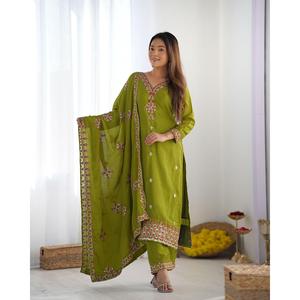 Designer Women's Party Wear <b>Suit</b> Set Elegant Top-Bottom with Beautiful Dupatta - Product Image 6
