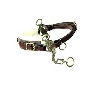 Bridon sans mors en cuir marron style baroque avec tiges en laiton pour l'équitation et l'entraînement équestre - Product Image 2