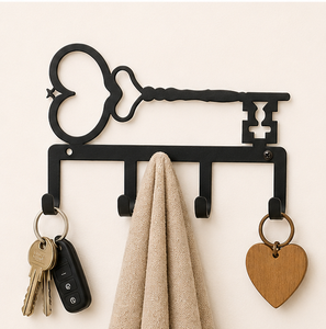 Vintage Skeleton <b>Key</b> Shape Metal <b>Key</b> Holder <b>For</b> <b>Wall</b> Decorative Black Iron <b>Wall</b>-Mounted <b>Key</b> <b>Rack</b> With 4 Sturdy Hooks Rust-Proof - Product Image 4