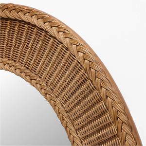 Miroir mural rond en rotin fait main, cadre tissé brun, décoration murale décorative pour la maison, hôtel, café, vente en gros, écologique - Product Image 3