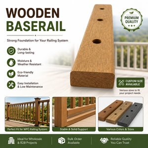 Wood Stair Rail Base Rail Pre-Drilled <b>Wall</b> <b>Mounted</b> <b>Handrail</b> for Staircase Traditional Design - Product Image 1