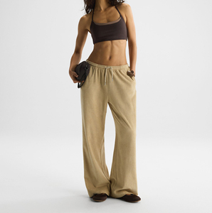 OEM Women's Custom Design Solid Colour Side Stripped Contrast ODM Women's Track Pants Mid Waist Loose High Quality Fabric Pants - Product Image 1