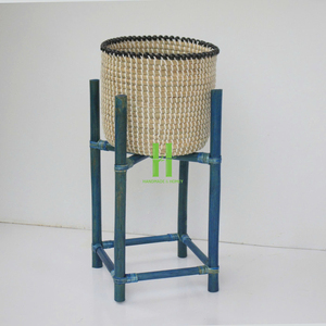 Pot de fleurs moderne en rotin tressé et jonc de mer, écologique, vente en gros, pour jardin et salon, taille personnalisée, origine Vietnam - Product Image 2