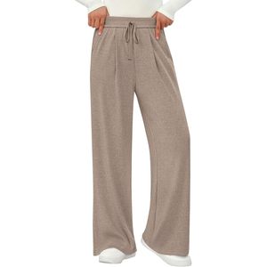 PRETTYGARDEN 2025 Fall Women's Wide Leg Pants <b>Elastic</b> <b>High</b> <b>Waisted</b> Knit Lounge Palazzo <b>Trousers</b> with Pockets Breathable Comfort - Product Image 2