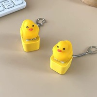 Cartoon Duckling Quack Fidget Keycap Regulator Keyboard Rattle Button Sound Toy with Keychain Decorative Ornament
