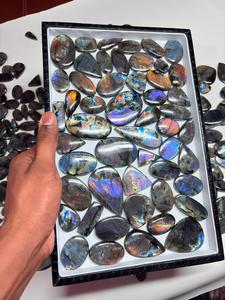 Cabochon de Spectrolite Labradorite Naturelle Grade AAA, Multicolore Violet, Coupe Coussin, Coupe Marquise, Dos Plat, pour la Fabrication de Bijoux en Cristal - Product Image 1