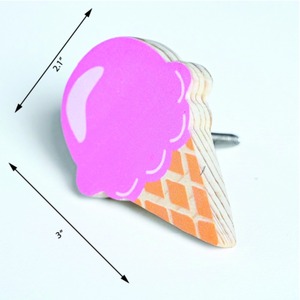 Boutons de tiroir contemporains en bois de pin durable pour enfants, poignées de commode rose en forme de crème glacée pour armoire, vente en gros - Product Image 2
