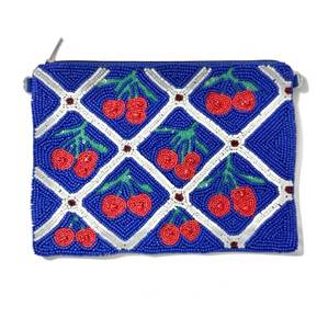 Eco Friendly Fashion Beaded Embroidery Travel Coin Pouch Custom Pattern Seed Beads Coin Purse with Handmade Embroidery - Product Image 1