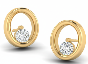 Fabricant de boucles d'oreilles clous circulaires en or 14 carats sur mesure, boucles d'oreilles minimalistes en diamants de laboratoire VVS1 - Product Image 1