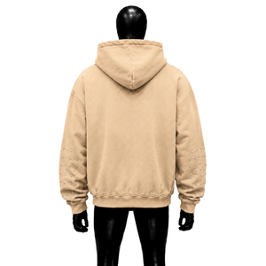 Sudadera con Capucha Moderna Cristiana Beige con Estampado de Letras de Diamantes de Imitación, Estilo Casual para Otoño, Ajuste Cómodo y Relajado - Product Image 2