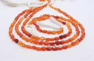 Perles ovales lisses en cornaline naturelle AAA 5x7MM, perles de pierre précieuse cornaline dégradée, brin de perles de cornaline unies de 16 pouces pour bijoux - Product Image 6