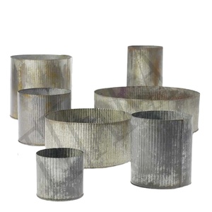 Florero de hierro con acabado antiguo de lujo moderno, maceta galvanizada para decoración del hogar y jardín, jarrones de Metal con logotipo personalizado - Product Image 1