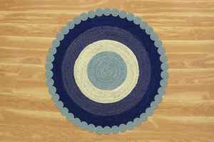 Tapis rond durable en jute naturelle et teinte, fabriqué artisanallement pour la décoration intérieure et le bureau - Product Image 4