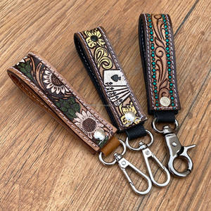 Porte-clés porte-clés en cuir usiné de conception personnalisée promotionnelle en gros porte-clés en cuir de vache durable et durable - Product Image 5