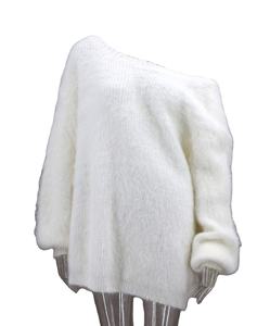 Pull en laine de vison à plumes pour femme, personnalisé, à manches longues, chaud et moelleux, tricoté pour l'hiver, 100% laine de haute qualité - Product Image 2
