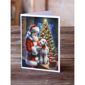 Biglietti d'auguri di Babbo Natale con Bedlington Terrier, confezione da 8 biglietti fantasia formato A7 (5x7) con buste - Product Image 2