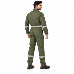 Overol de Seguridad Reflectante Mangoes Fashion, Color Verde Oliva, Corte Holgado, Ropa de Trabajo Industrial, Resistente al Agua y al Calor (Nivel 800C) - Product Image 3