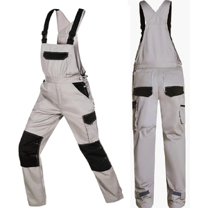 Salopette en coton pour homme, grise, résistante à l'abrasion, multi-poches, bretelles réglables, pour mécanicien, sécurité, extérieur - Product Image 1