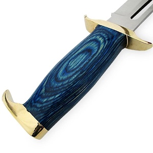 Couteau de Bushcraft professionnel A&M ENTERPRISES à lame fixe en acier inoxydable, pointe tombante, 12 pouces, manche en Micarta bleu, étui en cuir - Product Image 6