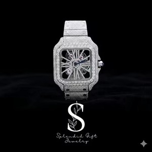 Reloj de Lujo con Movimiento de Cuarzo y Diamantes Estilo Hip Hop, Caja Cuadrada de 28 mm, Esfera Analógica para Uso Diario en la Oficina, Exportación - Product Image 1