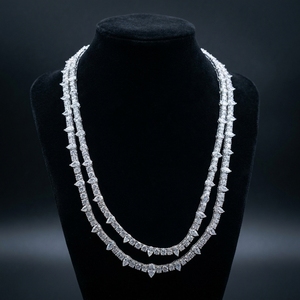 Cadena de tenis con diamantes de laboratorio redondos y en forma de pera, con incrustaciones de diamantes, estilo hip hop urbano, collar de moda, cadenas de diamantes hechas a medida - Product Image 1