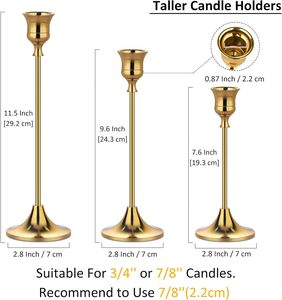 Porte-bougie en métal conique de qualité supérieure, porte-bougie en or, pour la décoration de mariage et de la maison - Product Image 2