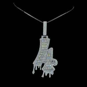 Colgante de gota de agua, joyería hip hop, colgante personalizado estilo rapero, colgante con incrustaciones de diamantes, plata 925, moissanita VVS, colgante personalizado con nombre. - Product Image 1