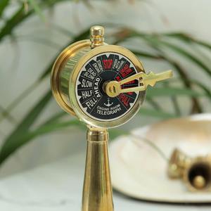 Télégraphe miniature en laiton pour cabine de machine, décoration nautique vintage, base en bois artisanale, inspiré des marins et des bateaux. - Product Image 5