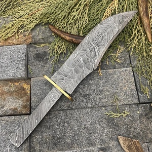 Cuchillo Bowie Industrial de Acero de Damasco Premium con Hoja en Blanco Tipo Drop Point para Caza, Etiqueta Privada, OEM, ODM, Supervivencia al Aire Libre - Product Image 3