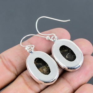 Boucles d'oreilles Turritella Agate faites à la main en argent sterling 925, bijoux pendantes uniques, accessoires de mode élégants - Product Image 2