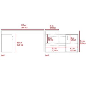 Dallas L-Shaped Home Office Computer <b>Desk</b> with Single Door Cabinet & Two Shelves - Product Image 3