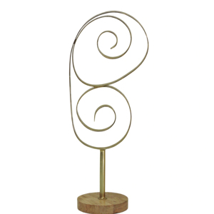Modern <b>Gold</b> Aluminium Double Spiral Abstract Sculpture Handcrafted Swirl Metal Art <b>Statue</b> with Round Wooden Base Home Decor - Product Image 1