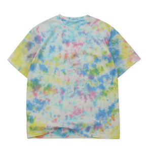 T-shirt à manches courtes tie-dye pour homme, col rond, coupe classique, tricoté, décontracté, avec motif tie-dye bleu, rose, jaune - Product Image 5